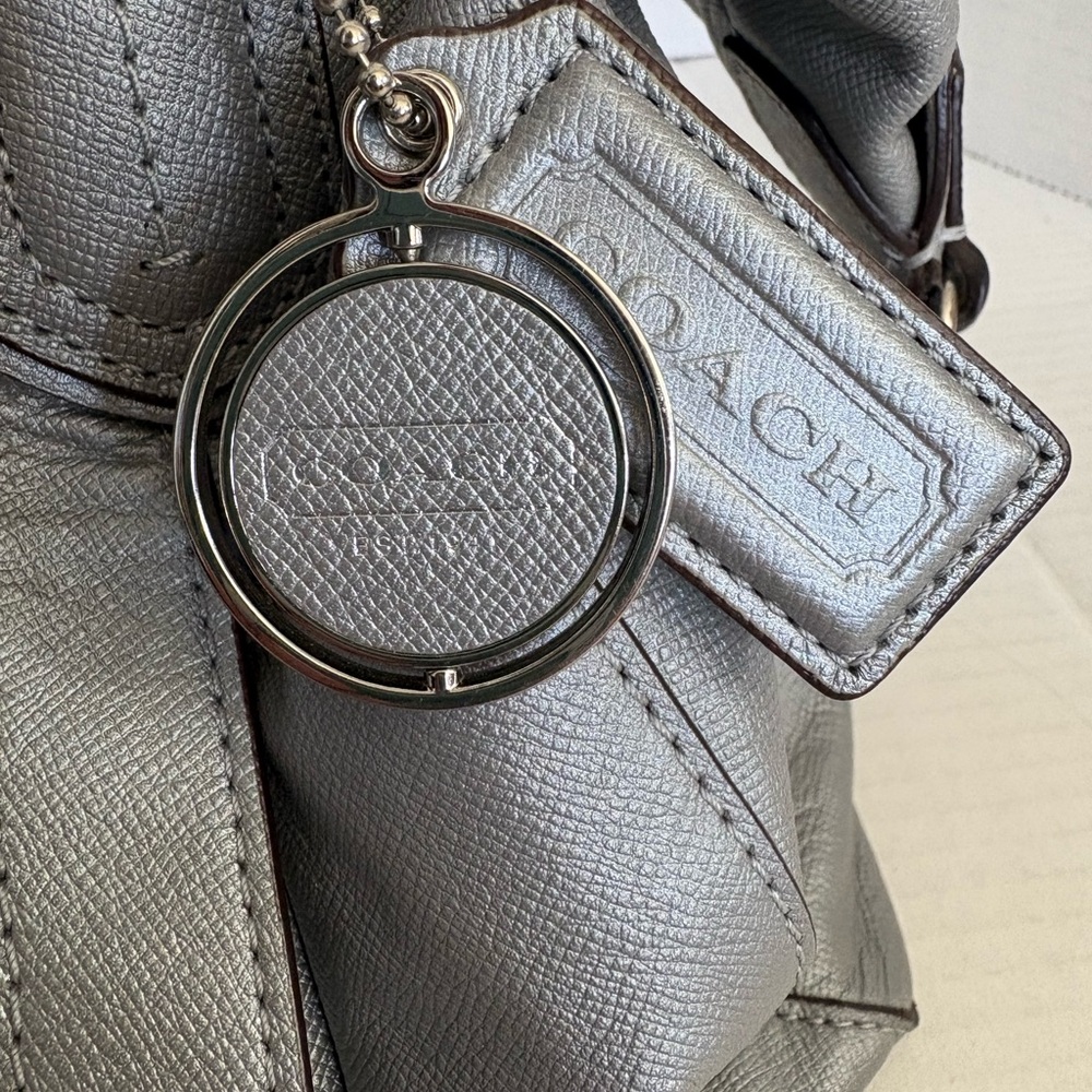 COACH pewter grey two way turnlock satchel - Picture 8 of 16
